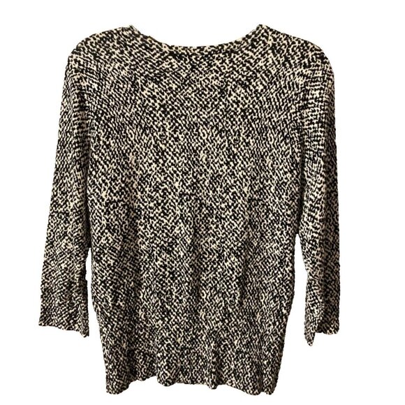 WHBM Womens Cardigan Sweater Black White Silver Trim Small S Stretch - Picture 4 of 7